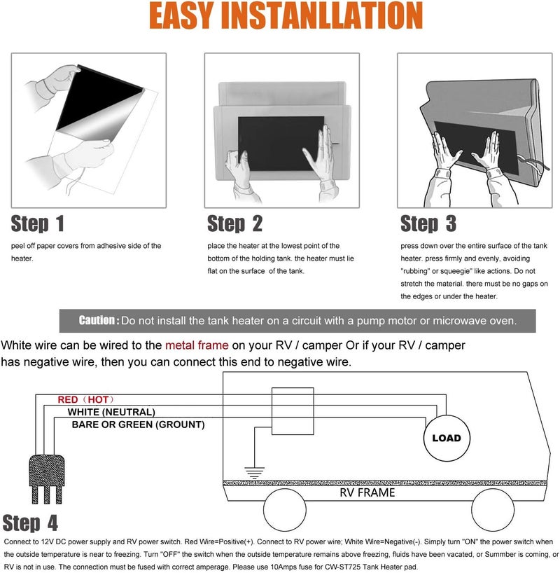FACON 7-1/4" x 25" RV Tank Heater Pad with Automatic Thermostat - 2Packs, RV Water Tank Heating Pads, Prevents Freezing for Fresh, Grey, Black Water Tanks up to 50 Gallons, QAI Certified - Image 5