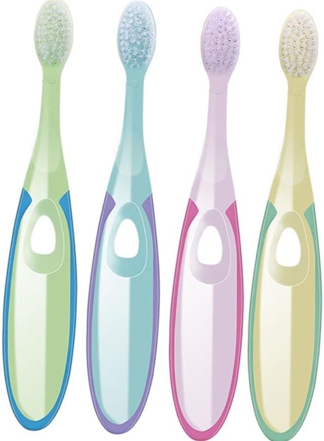 PartyKindom 4pcs Toddler Toothbrush Set Soft Bristles for Teething Gum Care Slip Resistant Handle Travel Boy Girl - Image 1