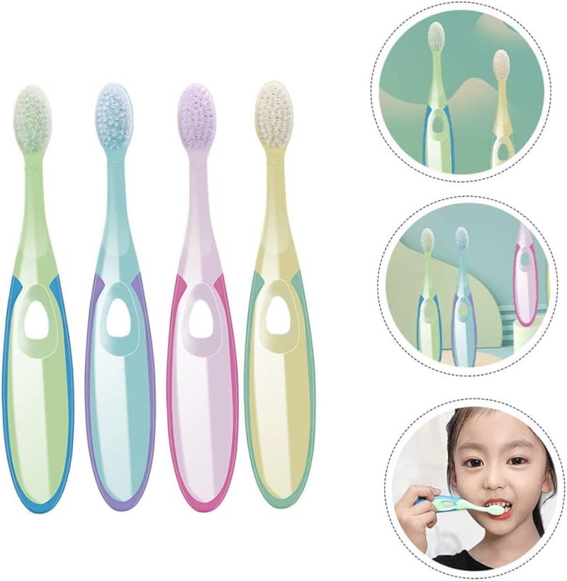 PartyKindom 4pcs Toddler Toothbrush Set Soft Bristles for Teething Gum Care Slip Resistant Handle Travel Boy Girl - Image 4
