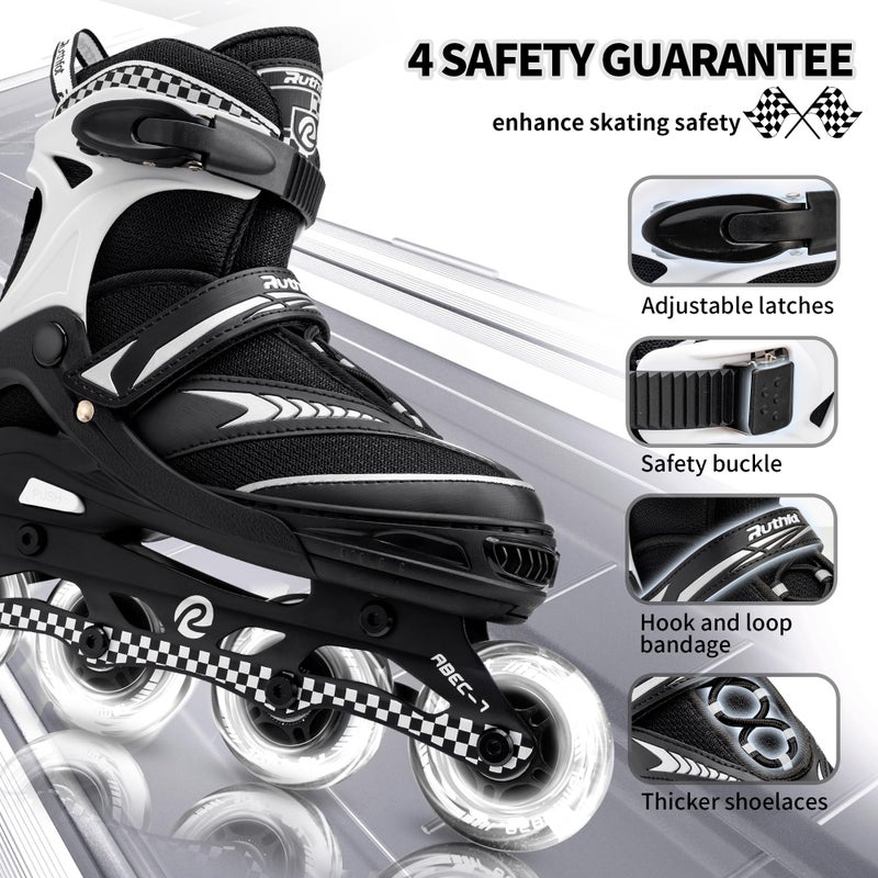 Ruthfot Adjustable Inline Skates for Boys and Girls with Full Light Up Wheels, Outdoor Rollerskates for Kids and Women - Image 2