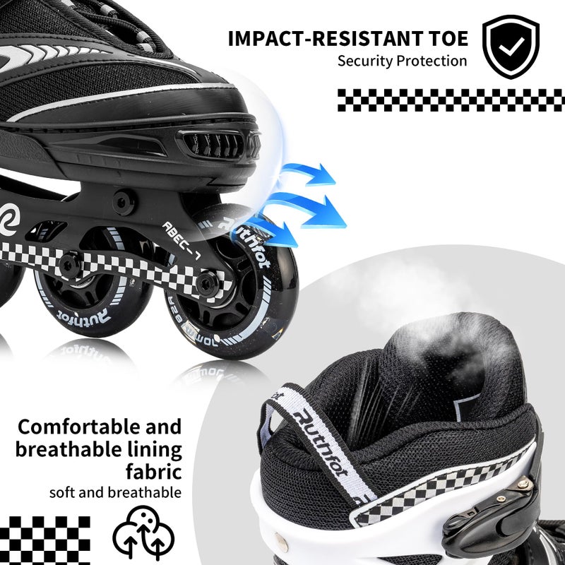 Ruthfot Adjustable Inline Skates for Boys and Girls with Full Light Up Wheels, Outdoor Rollerskates for Kids and Women - Image 4
