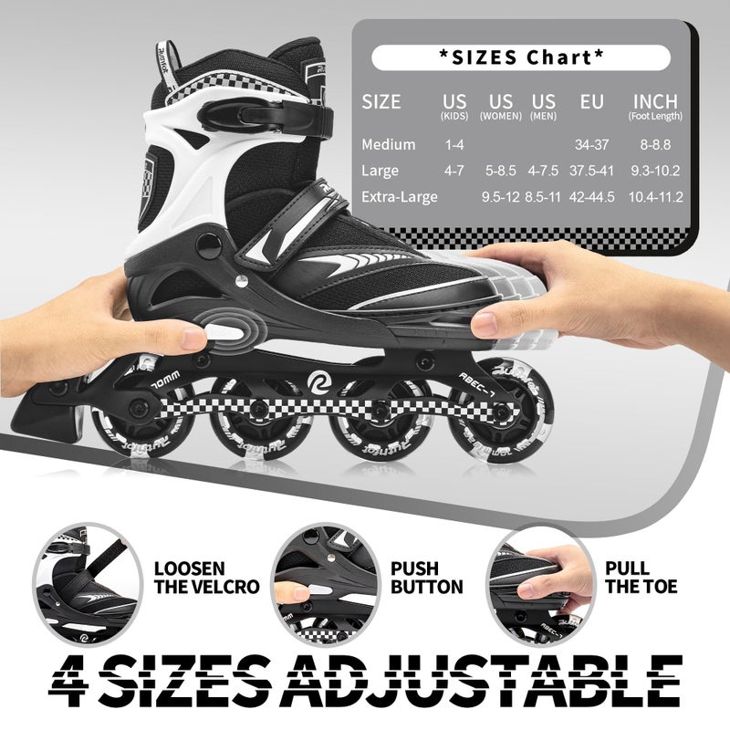 Ruthfot Adjustable Inline Skates for Boys and Girls with Full Light Up Wheels, Outdoor Rollerskates for Kids and Women - Image 5