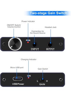 erorex Headphone Amplifier Two Stage Gain Switch Portable Headphone Amp For Mobilephone And Pc 3.5Mm Stereo Audio Input Out Space Gray  - Image 4