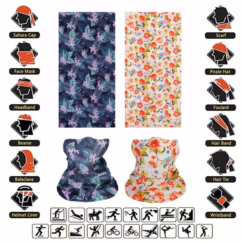 Cutewing Neck Gaiter Face Mask for Women,10PCS Tube Scarf Seamless Bandanas,Flower Pattern Ourdoor Face Mask Face Covering Multi Headwear Magic Headband Balaclavas with UV Resistant - Image 2