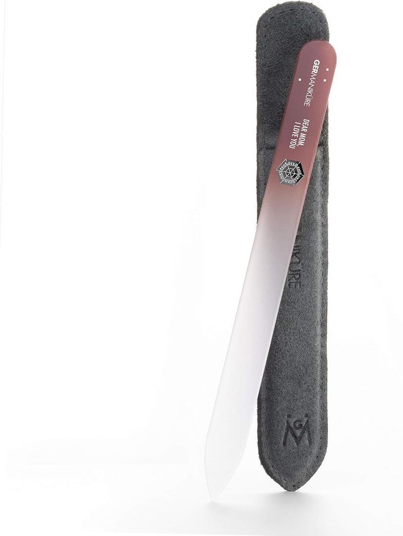 GERMANIKURE Czech Crystal Glass Nail File in Suede Leather Case - DEAR MOM I LOVE YOU - Professional Manicure & Pedicure Products for Smooth Easy Shaping of Natural Nails Multi-demand satisfied design - Image 1