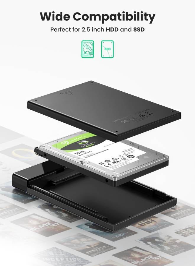 يو جرين Hard Drive Enclosure USB C USB 3.1 Gen 2 External Hard Disk Case Type C to SATA SDD Cover Adapter for 9.5mm 7mm 2.5 Inch SATA I II III PS4 6Gbps Fast Speed UASP - Image 2