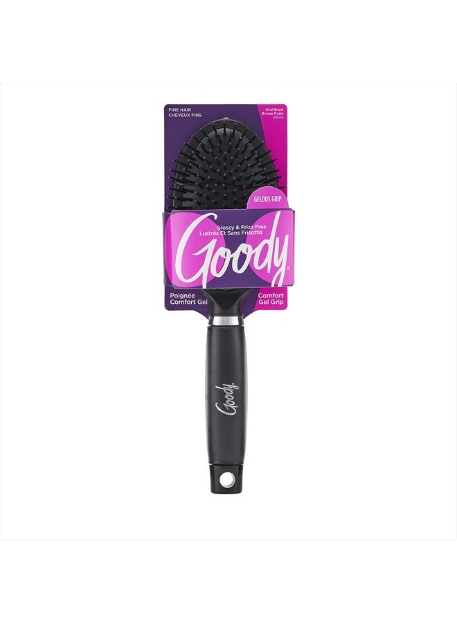 Goody Oval Hair Brush with Gelous Grip - For All Hair Types - Ion Infused Bristles for Frizz-Free and Glossy Styling - Pain-Free Hair Accessories for Women, Men, Boys, and Girls - Image 1