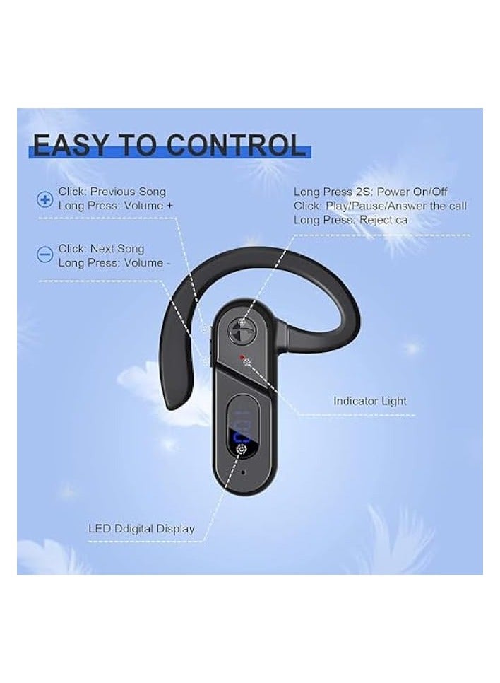 بروماس سماعات رأس بلوتوث لاسلكية، سماعات توصيل العظام بلوتوث، ميكروفون عرض الطاقة LED بلوتوث لاسلكي، سماعة رياضية مقاومة للعرق للجري، ركوب الدراجات، صالة الألعاب الرياضية، القيادة - Image 3