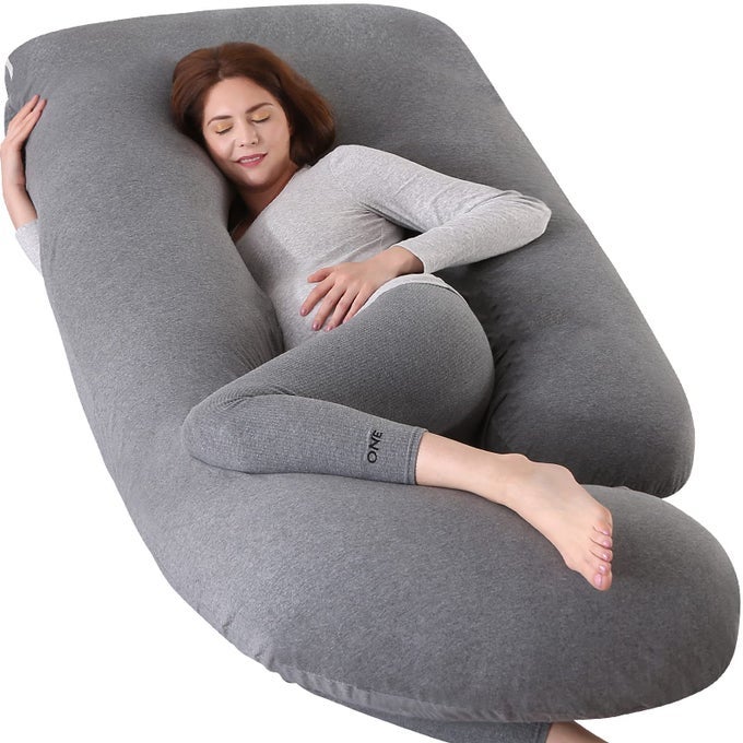 PREGNANCY PILLOWS FOR SLEEPINGU SHAPED FULL BODY PILLOW FOR PREGNANCY WOMEN WITH REMOVABLE JERSEY COTTON COVER57 INCH MATERNITY PILLOWJERSEYDARK GREY