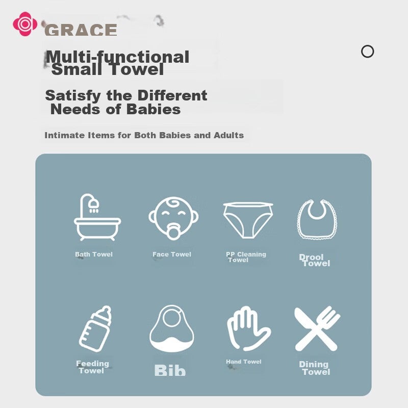JD Jing Zao Grace Baby Small Towel Class A, 6-Layer Gauze Drool Bib, Children's Face Washing Square Towel, Pack of 5 - Image 5