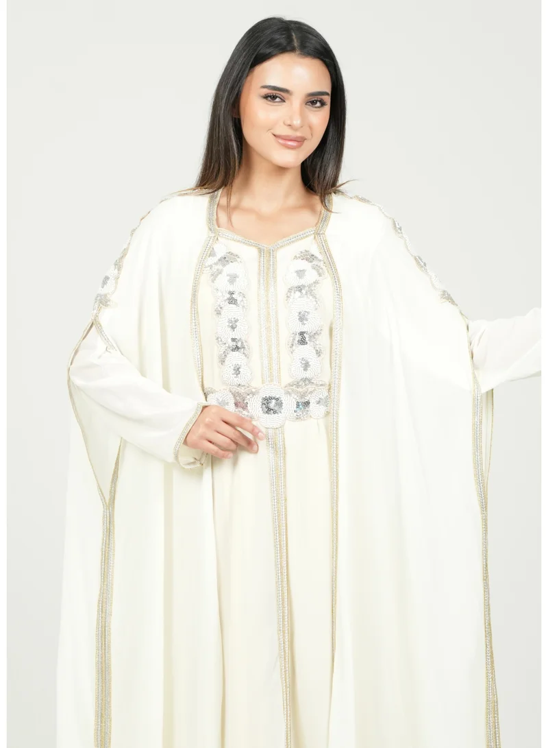 البنت الشرقية قفطان مغربي مطرز فستان مع حزام على الخسر