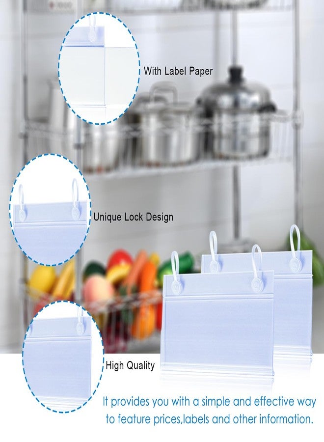 Diteje 20 Pack Plastic Basket Label Holders,Price Sign Wire Shelf Labels Holder with Easy Clip Design Snap Lock Closure,with Paper Insert,3.94x1.57inch - Image 2
