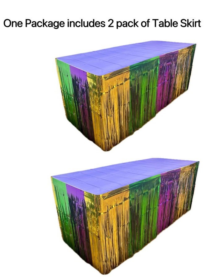GIFTEXPRESS Mardi Gras Themed Metallic Fringe Table Skirt Set of 2 2-pack 43217-91959 - Image 3