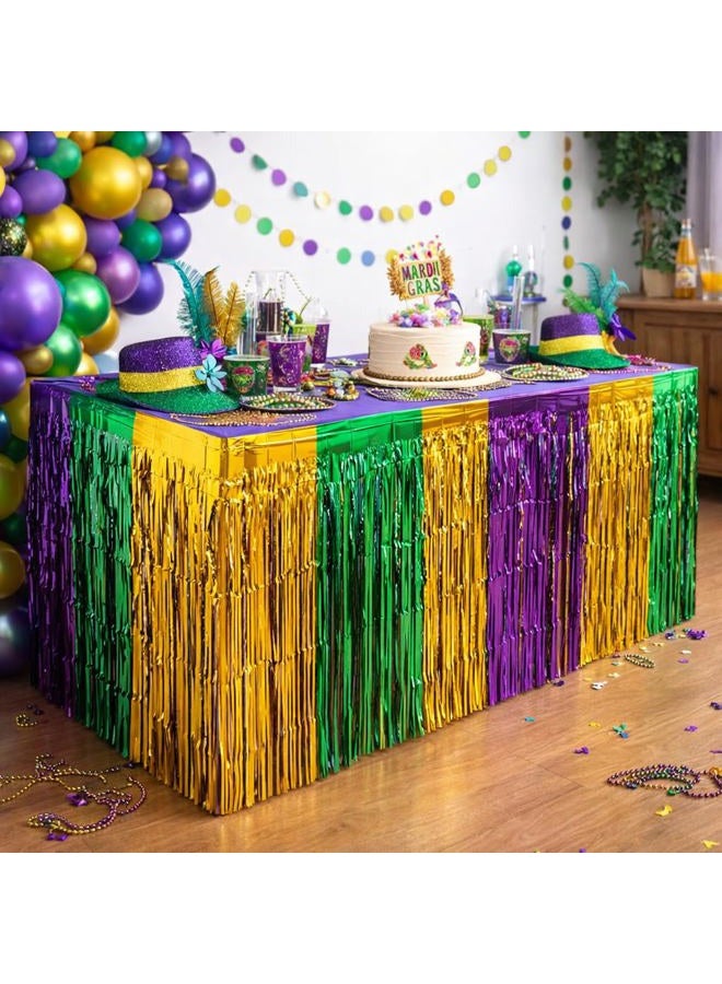 GIFTEXPRESS Mardi Gras Themed Metallic Fringe Table Skirt Set of 2 2-pack 43217-91959 - Image 2
