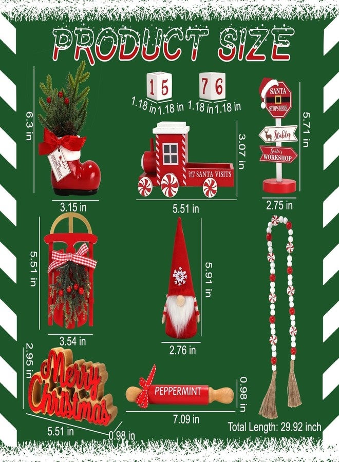 SYNCVIBE Christmas Decorations 8 PCS Tiered Tray Decor Set, Cute Tabletop Christmas Decor for Home Shelf Mantel Fireplace Office Desk Coffee Bar Xmas Table Centerpieces Tray Objects Holiday Decoration Set - Image 4