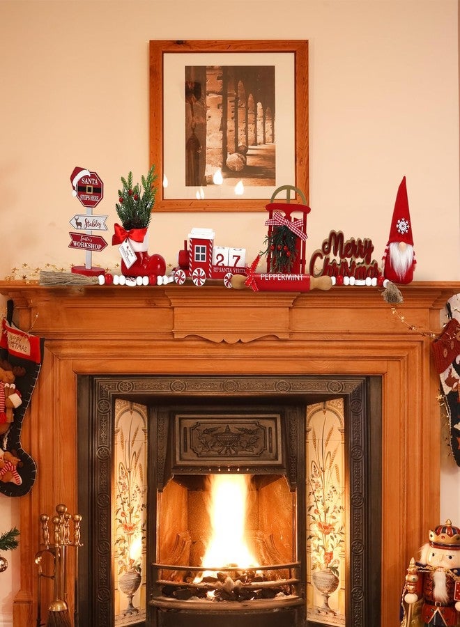 SYNCVIBE Christmas Decorations 8 PCS Tiered Tray Decor Set, Cute Tabletop Christmas Decor for Home Shelf Mantel Fireplace Office Desk Coffee Bar Xmas Table Centerpieces Tray Objects Holiday Decoration Set - Image 5