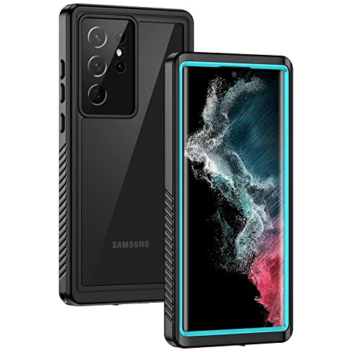 Lanhiem for Samsung Galaxy S22 Ultra Case, IP68 Waterproof Dustproof with Built-in Screen Protector, Heavy Duty Full Body Protective Phone Case for Samsung S22 Ultra 5G, Blue/Clear - Image 1