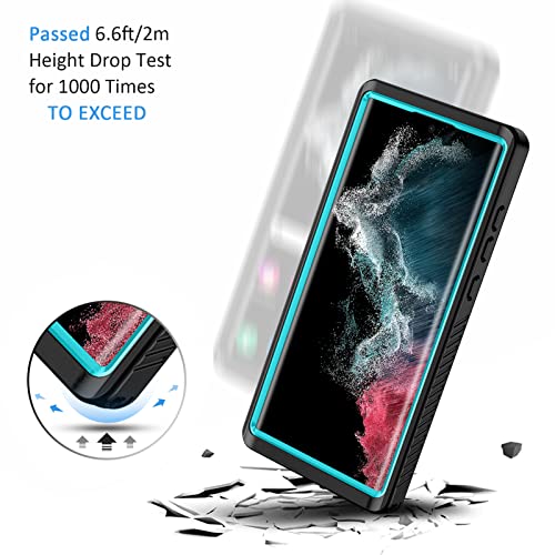 Lanhiem for Samsung Galaxy S22 Ultra Case, IP68 Waterproof Dustproof with Built-in Screen Protector, Heavy Duty Full Body Protective Phone Case for Samsung S22 Ultra 5G, Blue/Clear - Image 5