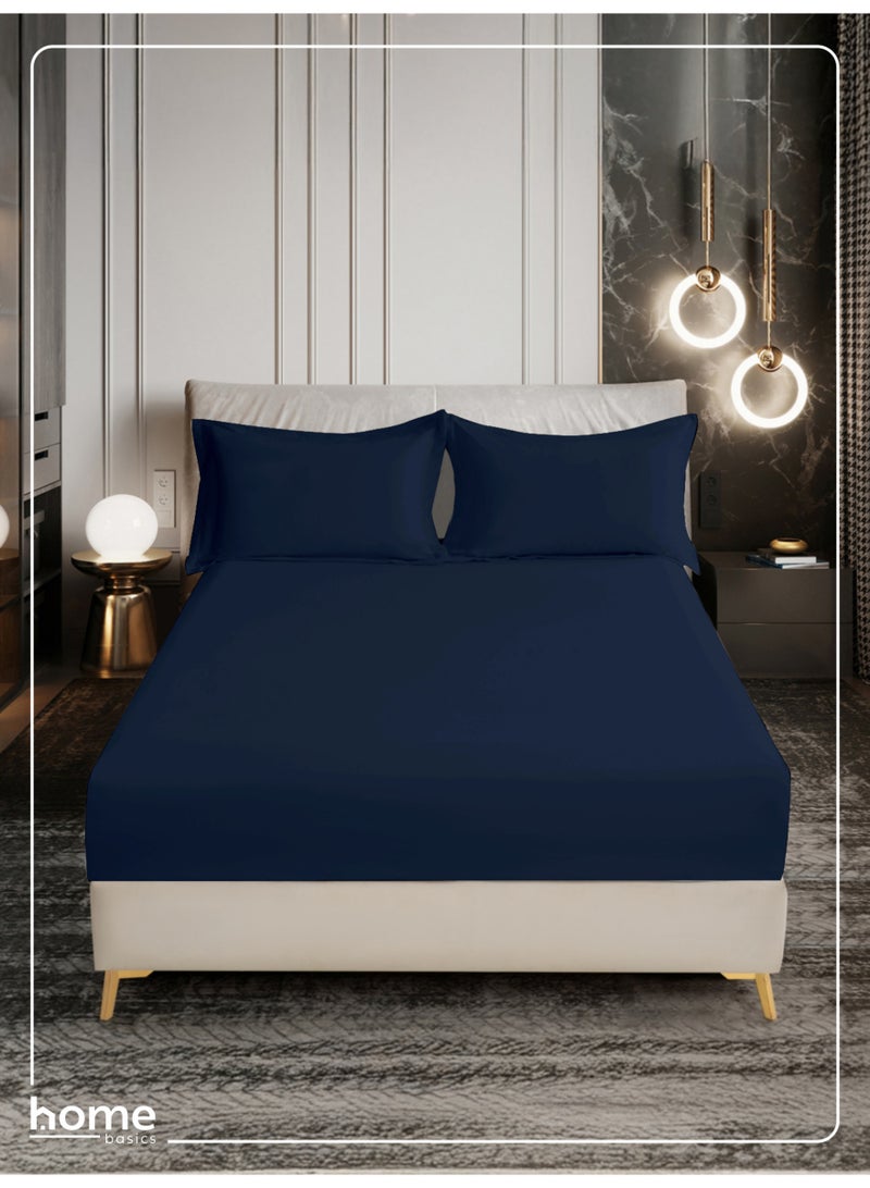 Donetella Bedding Fitted Sheet - Fits 150x200 Cm Bed For Queen Bed 3 Pcs (1 Fitted Sheet and 2 Pillowcases) - 30 Cm Deep Pocket - Solid Bed Sheet - Image 1