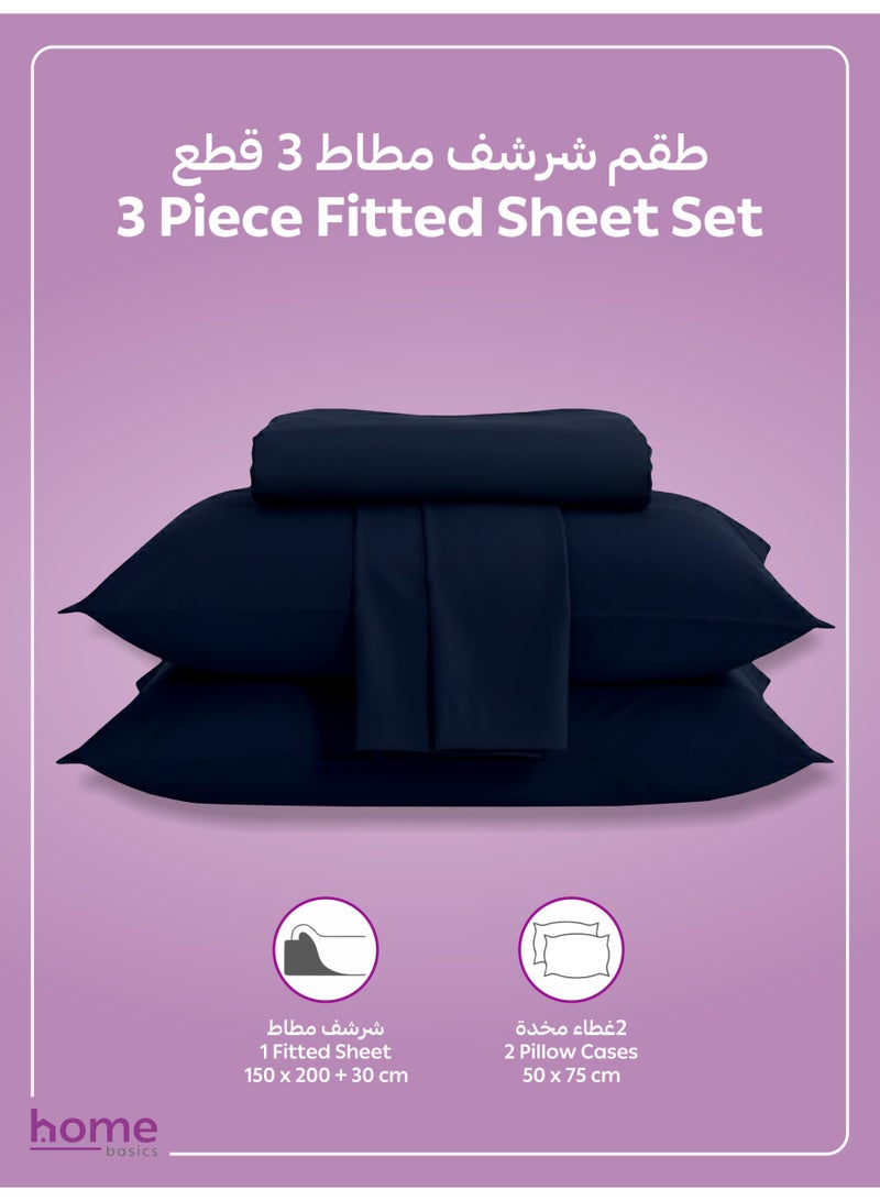 Donetella Bedding Fitted Sheet - Fits 150x200 Cm Bed For Queen Bed 3 Pcs (1 Fitted Sheet and 2 Pillowcases) - 30 Cm Deep Pocket - Solid Bed Sheet - Image 3