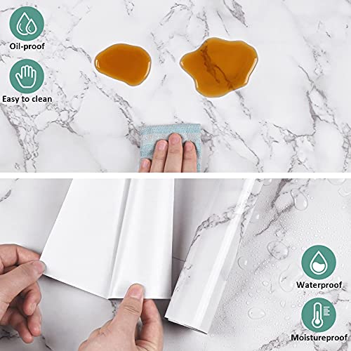 Caltero Marble Contact Paper 15.7" x 118" White Grey Wallpaper Peel and Stick Glossy Marble Self Adhesive Contact Paper for Countertop Kitchen Cabinets Bathroom - Image 4