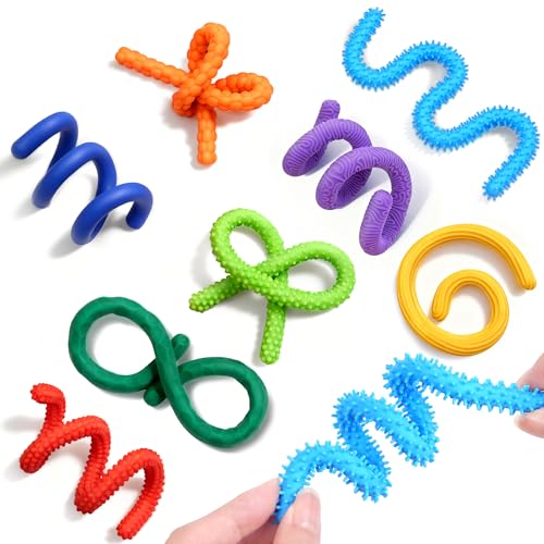 CHESLICR Easter Basket Stuffers for Kid 8Pack Fidget Toys Silicone Sensory Sticks for Adult Silent Classroom Prize Treasure Box Calming Corner ADHD Autism Autistic Airplane Travel Valentines Day Gift for Girl - Image 1
