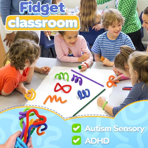 CHESLICR Easter Basket Stuffers for Kid 8Pack Fidget Toys Silicone Sensory Sticks for Adult Silent Classroom Prize Treasure Box Calming Corner ADHD Autism Autistic Airplane Travel Valentines Day Gift for Girl - Image 5