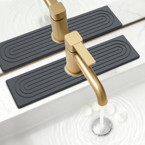 Deceram Small Stone Kitchen Sink Faucet Mat Diatomite Water Absorbing Stone Tray for Sink Protector Quick Dry Around Faucet Sink Splash Guard Drying Mat for Kitchen Counter Decor - Image 1