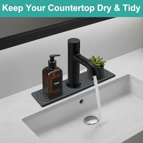 Deceram Small Stone Kitchen Sink Faucet Mat Diatomite Water Absorbing Stone Tray for Sink Protector Quick Dry Around Faucet Sink Splash Guard Drying Mat for Kitchen Counter Decor - Image 5