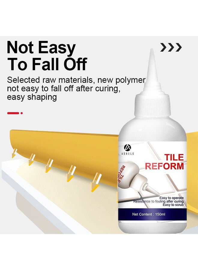 ASHILE Tile Reform, White Grout Tiling Tile Repair Tile Gap Refill Agent Tile Reform Coating Mold Cleaner Tile Sealer Repair Glue 150ML - Image 5