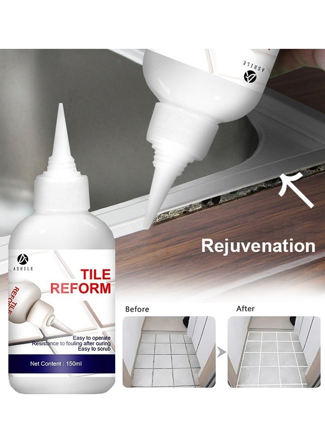 ASHILE Tile Reform, White Grout Tiling Tile Repair Tile Gap Refill Agent Tile Reform Coating Mold Cleaner Tile Sealer Repair Glue 150ML - Image 1