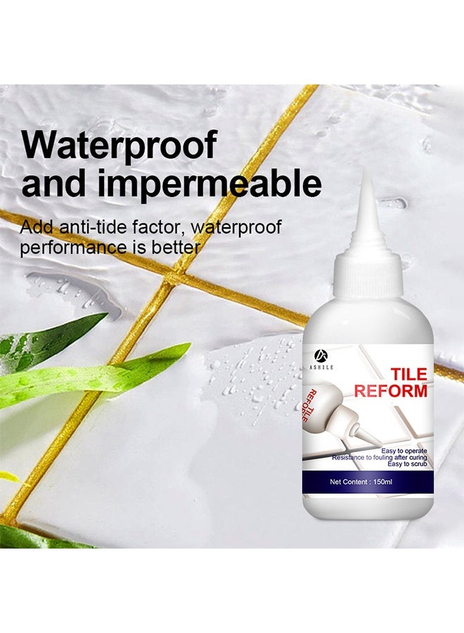 ASHILE Tile Reform, White Grout Tiling Tile Repair Tile Gap Refill Agent Tile Reform Coating Mold Cleaner Tile Sealer Repair Glue 150ML - Image 2
