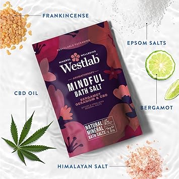 Westlab Mindful CBD Bath Salts 1kg Epsom Himalayan Salts Infused with Bergamot Geranium for Calming and Soothing Guaranteed Purity - Image 3
