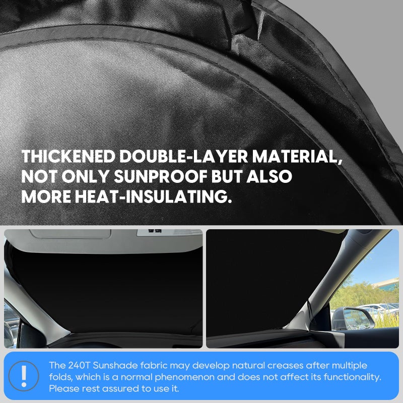 Junsungo Black Sunshade for Tesla Model 3/Y, Front Windshield Sun Visor, Full-Size Sun Shade, Blocks UV and Heat, Quick Fold with Storage Bag, Accessories for Tesla Model 3/Y (BW-Model 3-Y) - Image 5