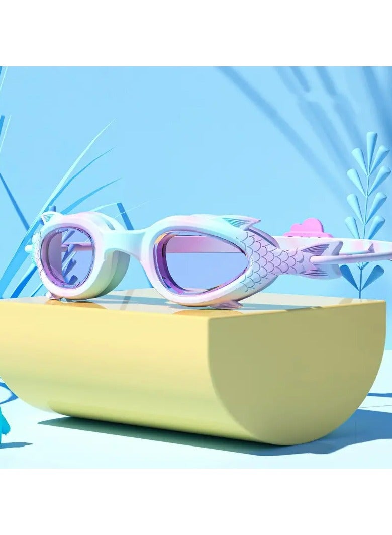 أوزيغالور قبعة سباحة مضادة للماء للأطفال مع طقم نظارات واقية، قبعة سباحة قماشية بتصميم كرتوني للأولاد والبنات من سن 3-12 سنة - Image 4