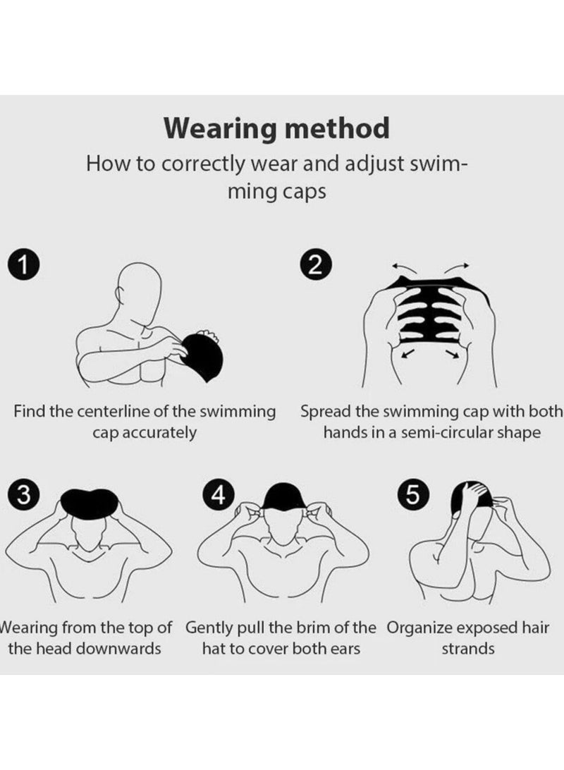 أوزيغالور قبعة سباحة مضادة للماء للأطفال مع طقم نظارات واقية، قبعة سباحة قماشية بتصميم كرتوني للأولاد والبنات من سن 3-12 سنة - Image 5
