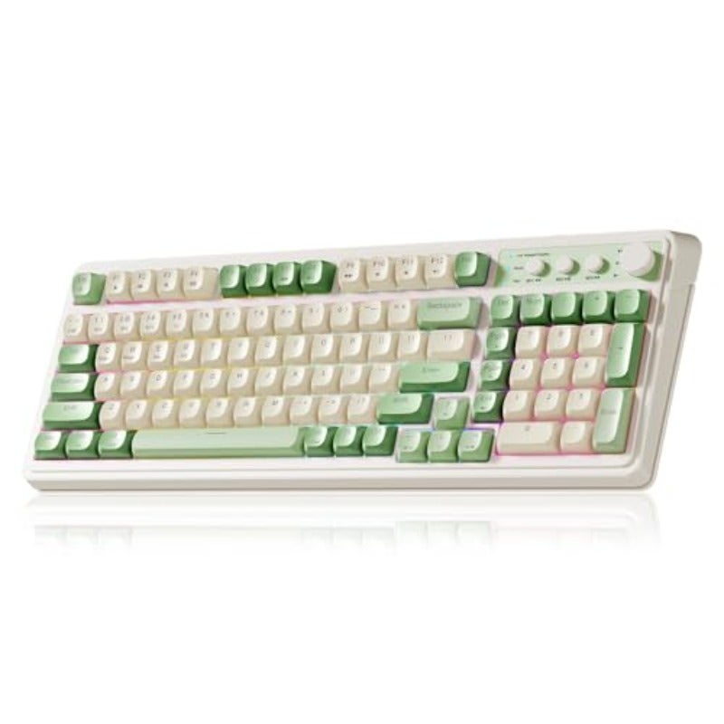 AULA S99 Gaming Keyboard Wireless Green Creamy Computer Keyboards Tri-Mode Bluetooth 2.4GHz USB-C Membrane Keyboard with Number Pad 99Keys RGB Backlit Programmable Creamy Silicone Structure - Image 1