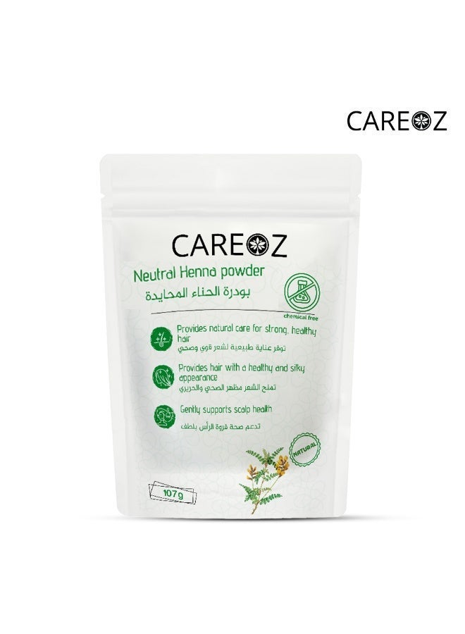 كير اوز بودرة الحنة المحايدة بدون لون للعناية بالشعر من CareOz | طبيعي 100% من الأعشاب الطبيعية | كاسيا أوبوفاتا لنمو الشعر دون التأثير على لون الشعر الأصلي | إصلاح تلف الشعر (107 جرام) - Image 1