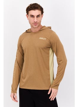 Men Sportswear Fit Long Sleeve Training Hood, Brown