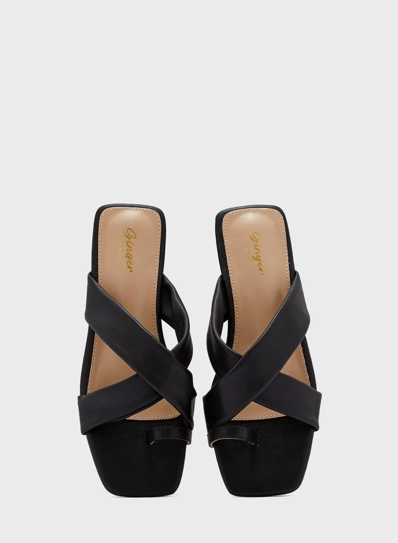 Ginger Cross Over Toe Loop Flat Sandal