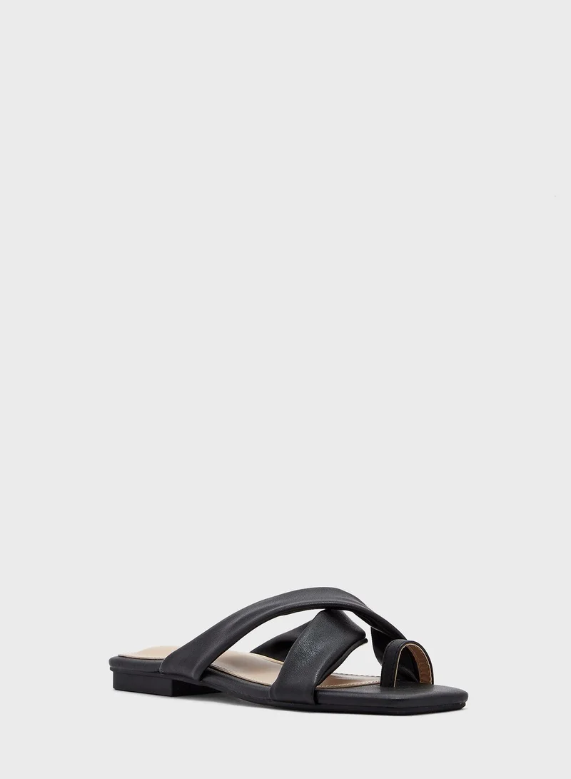 Ginger Cross Over Toe Loop Flat Sandal