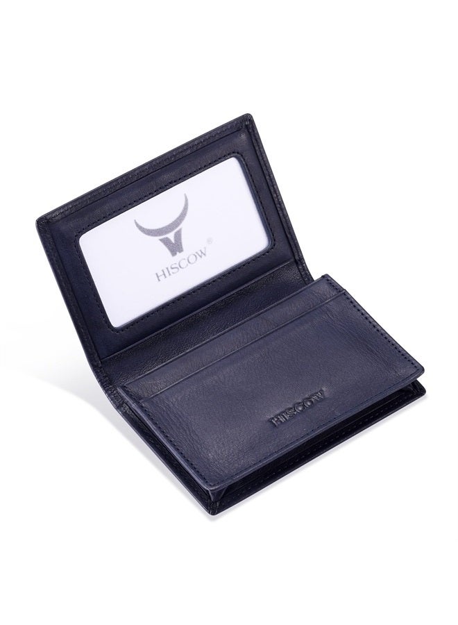 HISCOW Leather Business Card Case Holder for Men & Women, Italian Calfskin (Aniline Leather Blue)  - Image 2