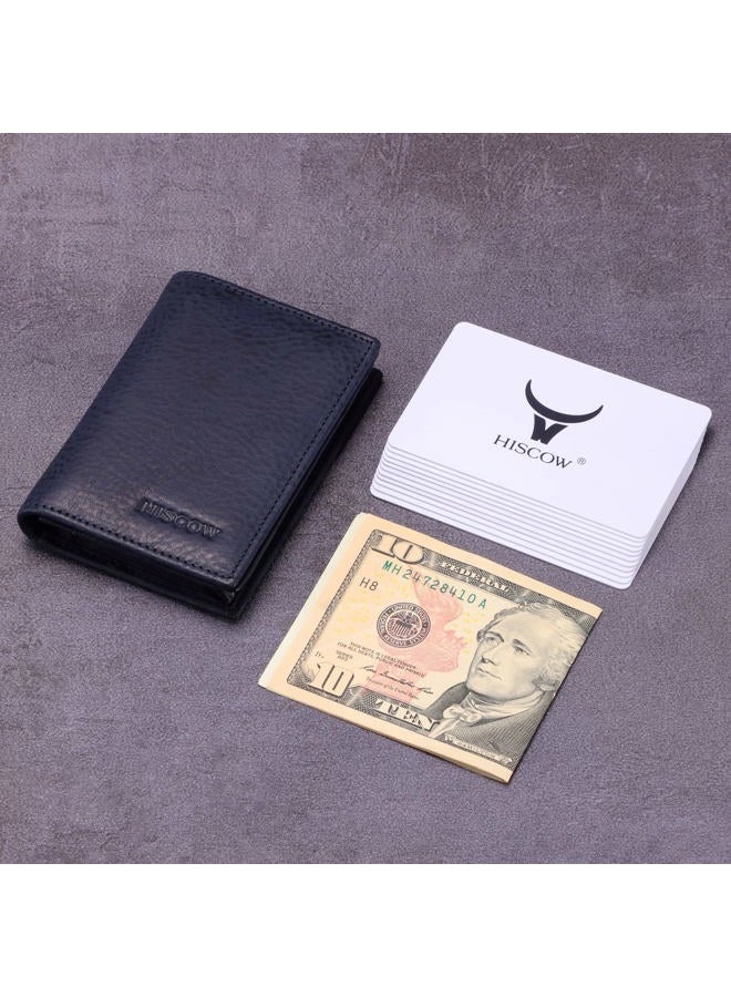 HISCOW Leather Business Card Case Holder for Men & Women, Italian Calfskin, Aniline Leather Blue, Small, Vintage - Image 3