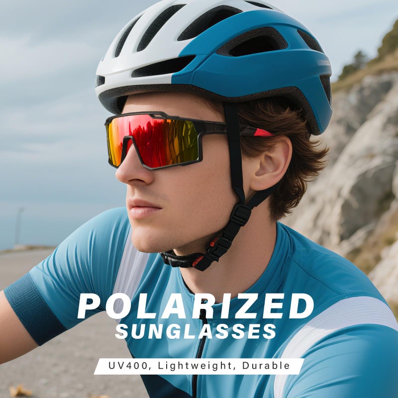 DioKiw 4pcs Polarized Sport Sunglasses Men Cycling Driving Fishing UV Protection Sun Glasses Lightweight Big Frame Mountain Bike Goggles - Image 2