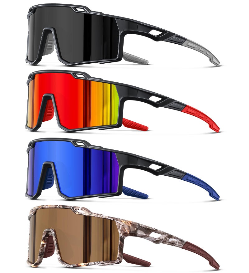 DioKiw 4pcs Polarized Sport Sunglasses Men Cycling Driving Fishing UV Protection Sun Glasses Lightweight Big Frame Mountain Bike Goggles - Image 1