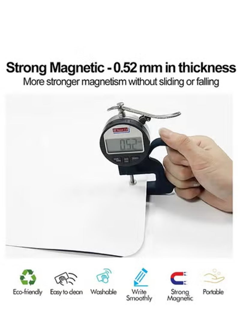 A3 ملصق لوح ابيض مغناطيسي قابل للمسح الجاف للثلاجة بقياس 42x30 سم - بتقنية مقاومة للبقع - يتضمن 3 اقلام تخطيط برؤوس رفيعة وممحاة كبيرة بمغناطيس- لوح ابيض للثلاجة للتنظيم والتخطيط - Image 5