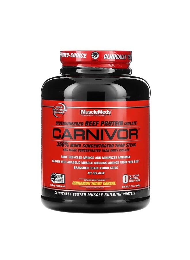 MUSCLEMEDS Carnivor Bioengineered Beef Protein Isolate Cinnamon Toast Cereal 3.7 lbs 1680 g  - Image 1
