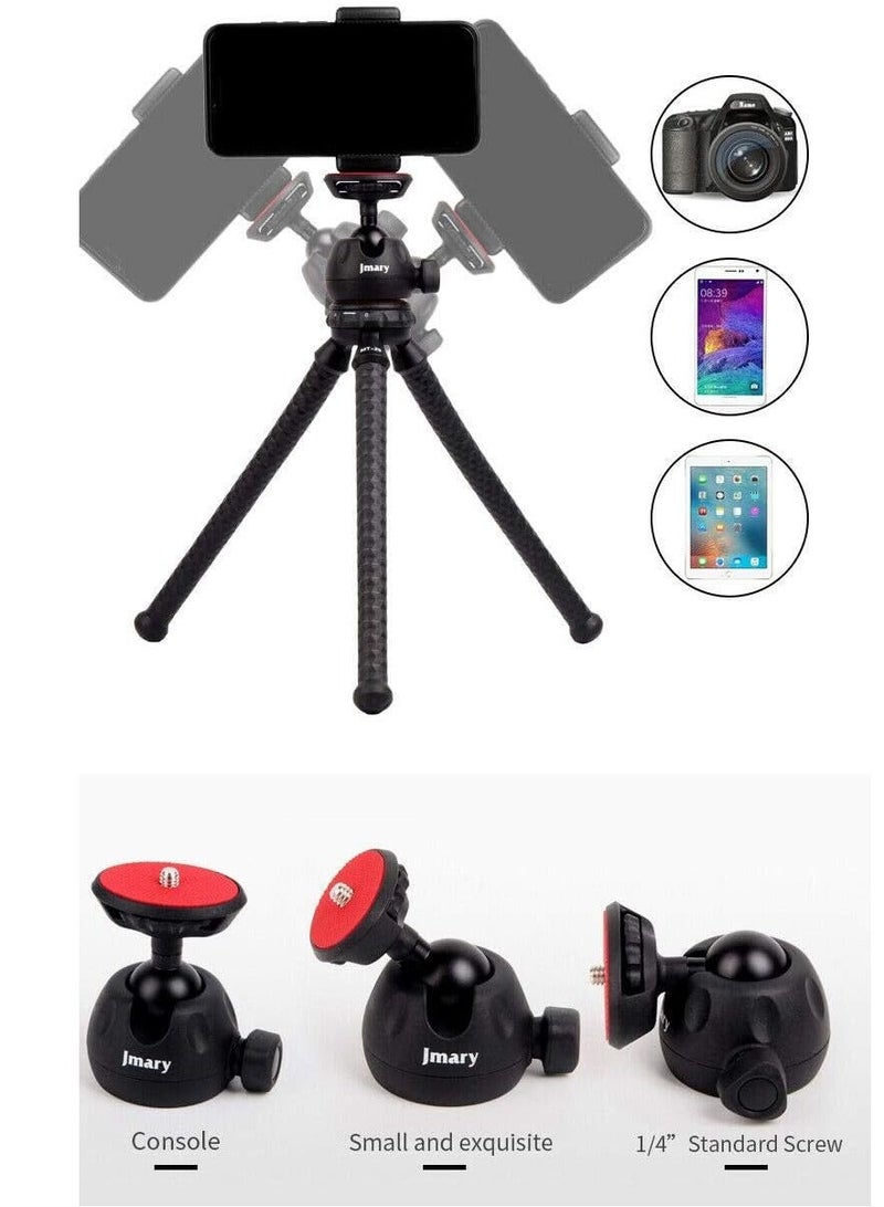 JMARY MT-25 - Table Top Mini Portable Flexible Tripod Stand for Mobile Phones and DSLR & Digital Cameras - Coming with Universal Mobile Phone Holder (MT-25-BLK) - Image 4