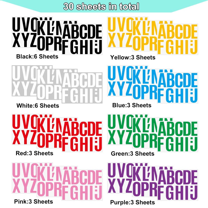 Bemeol 340 Pieces 30 Sheets Large Letter Stickers 4 Inch Alphabet Letter Stickers Self Adhesive Letters Sticker for Bulletin Boards Classroom Home Decor(Colorful) - Image 3