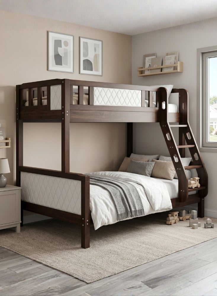 KARNAK Modern Noirvex Twin Bunk Bed Solid Wood with Ladder Guardrail Kids Bedroom Bed - Image 1